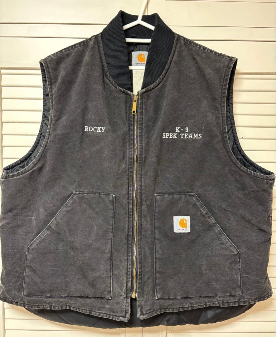 カーハート　carhartt ベスト ブラック　腰ゴム　ダック　フェード