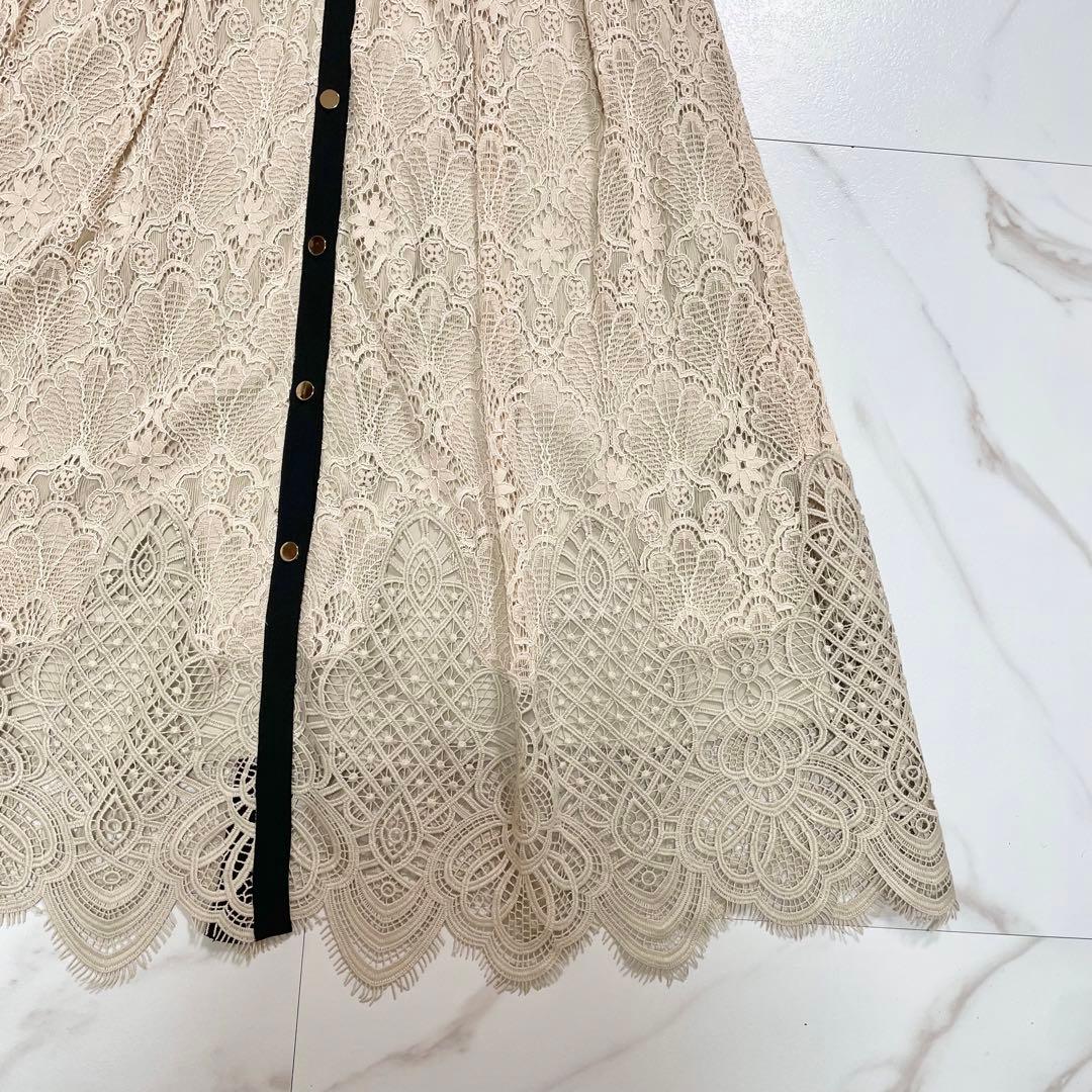 近年✨ダイアグラム レース 刺繍 ワンピース ドレス ベルト Aライン 36