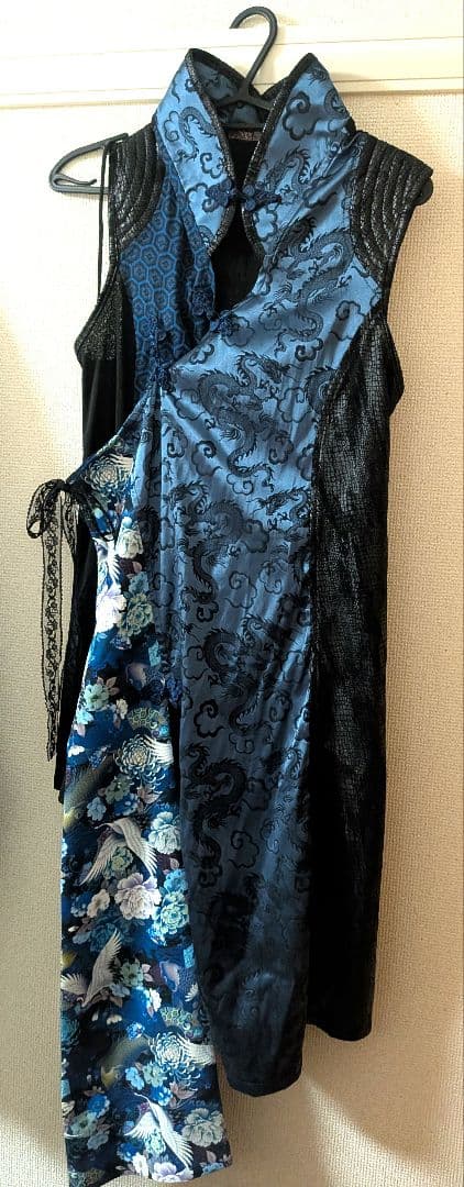 ウ*ネ様 キューティーフラッシュ チャイナチュニック 鶴と鯉 ネイビー