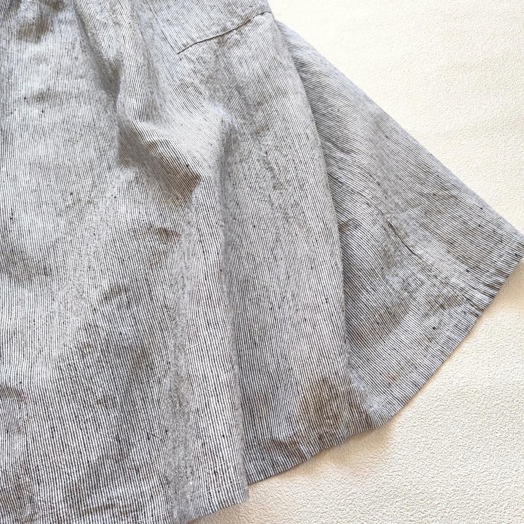 s*mam+ リネン ストライプ サスペンダー スカート 作家さん ハンドメイド