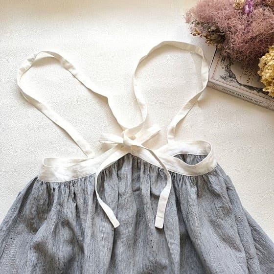 s*mam+ リネン ストライプ サスペンダー スカート 作家さん ハンドメイド