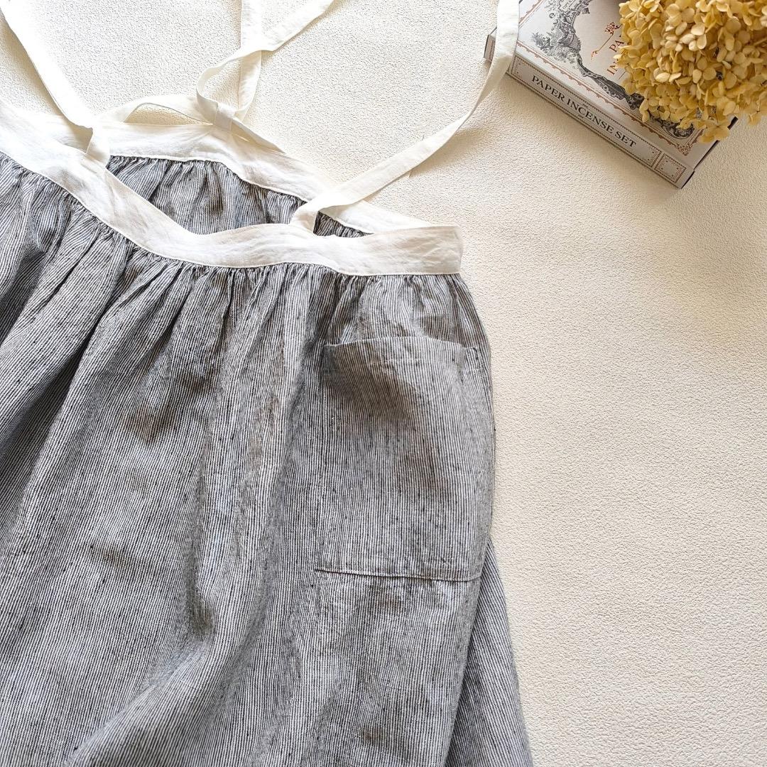 s*mam+ リネン ストライプ サスペンダー スカート 作家さん ハンドメイド