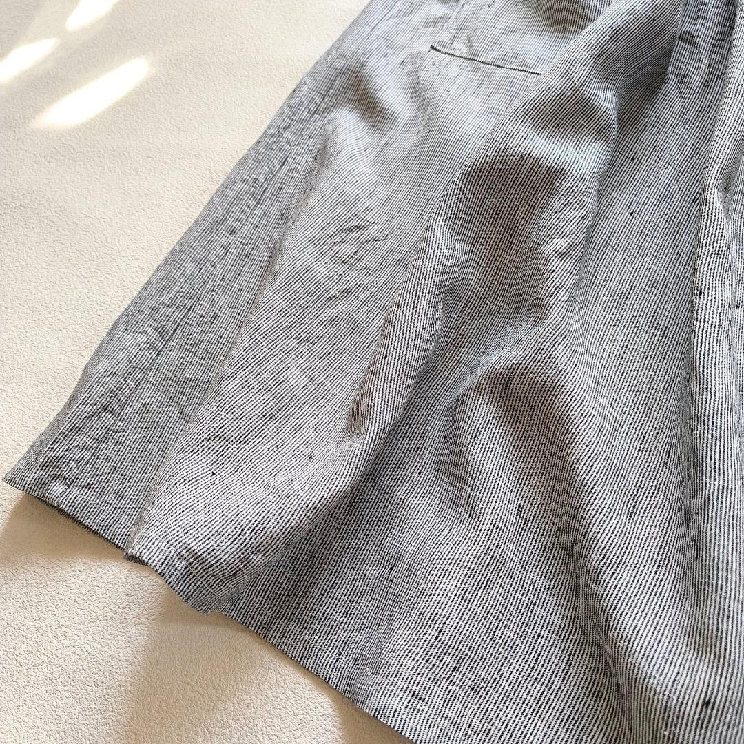 s*mam+ リネン ストライプ サスペンダー スカート 作家さん ハンドメイド