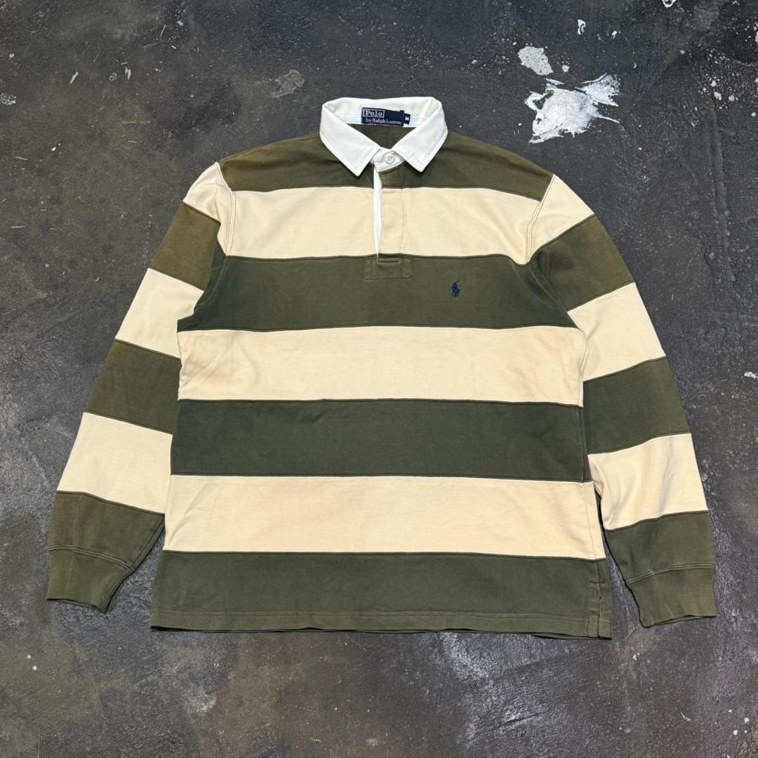 90s Polo by Ralph Lauren ボーダー柄長袖ラガーシャツ M