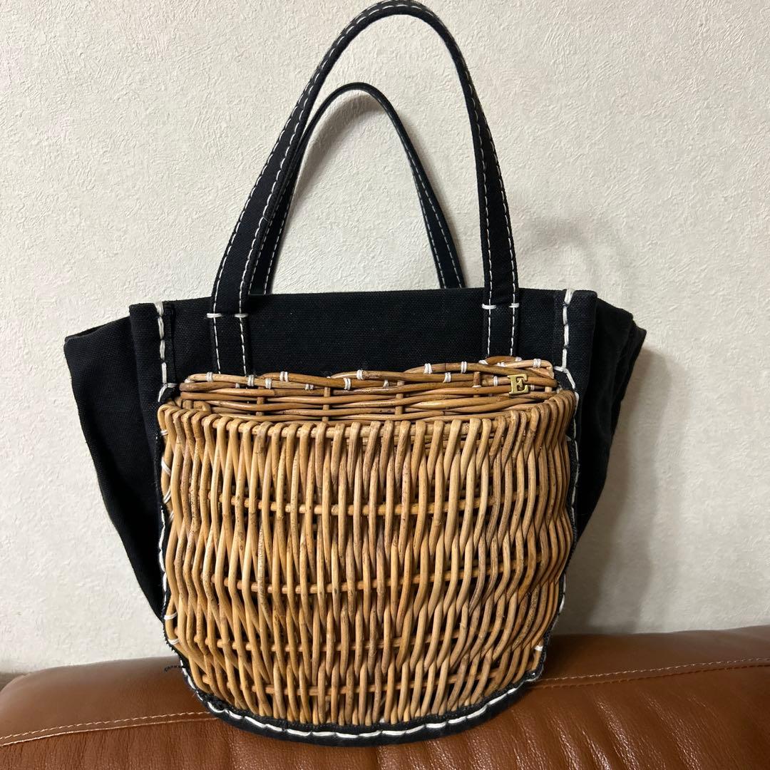 エバゴス　キャンバス　カゴポケット付きトート