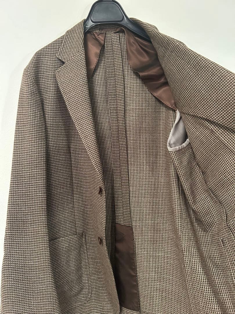 ブラウン チェック柄 テーラードジャケット