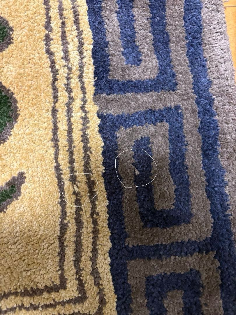 鍋島緞通　蟹牡丹（95×191cm)