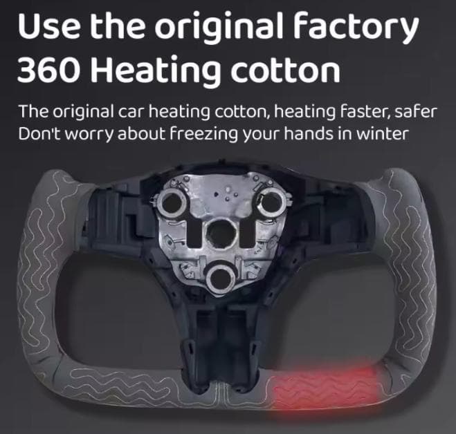 テスラモデル３　ヨークハンドル（ナッパレザー、サイドマットカーボン）ヒーター対応