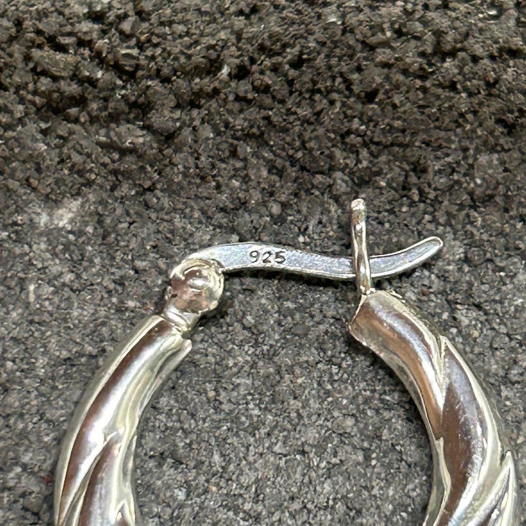 シルバー925 Silver ツイストフープピアス/軽研磨仕上げ/20mm/両耳