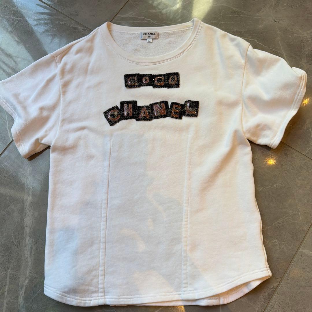 CHANEL ロゴ刺繍 半袖Tシャツ 36