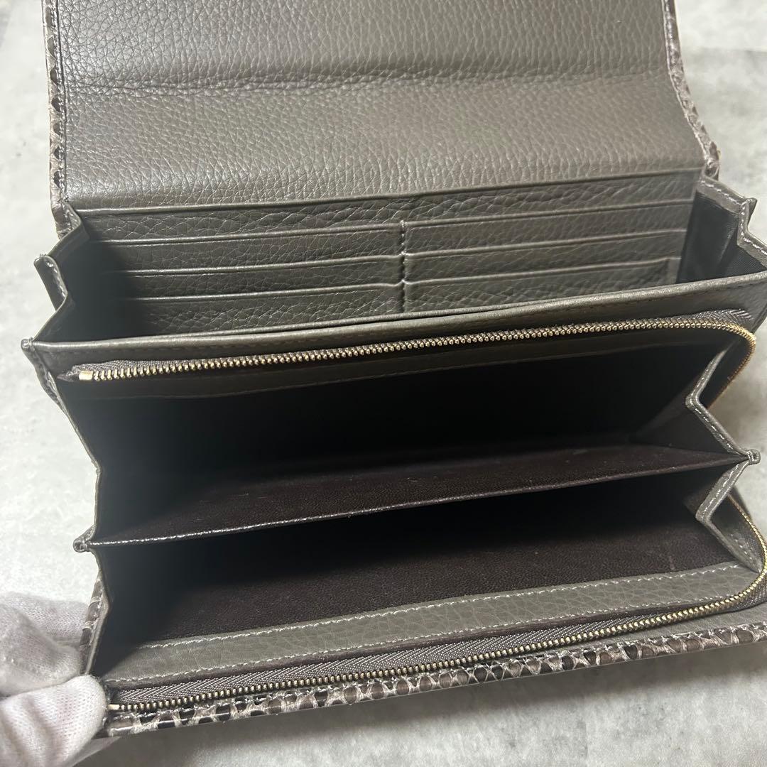 GUCCI【付属品完備】長財布 パイソン ホースビット フラップ ゴールド金具