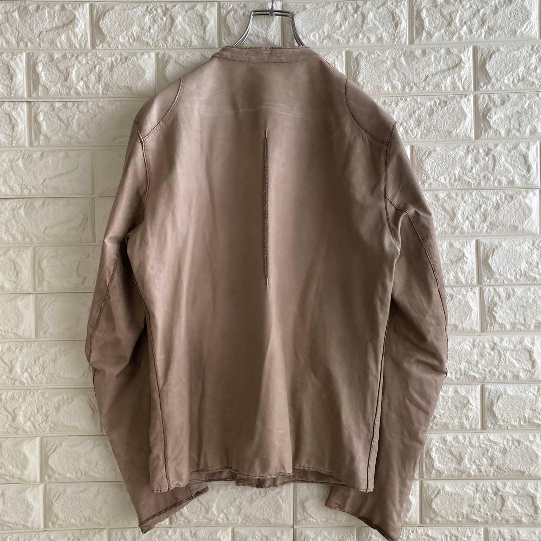 【牛革】 Sisii ベージュ レザージャケット スタンドカラー S 4434