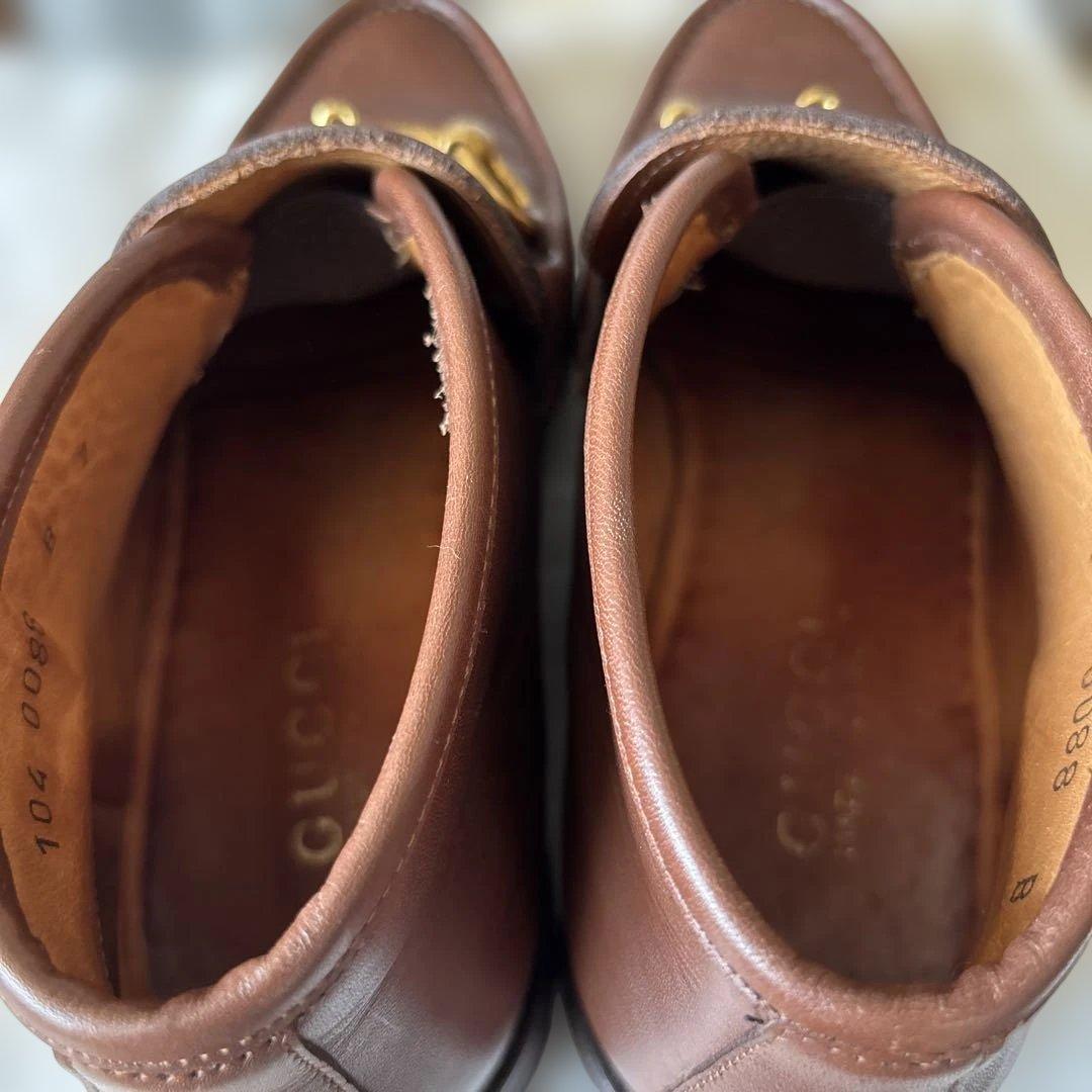 GUCCI グッチ ホースビット 厚底 ローファー ブラウン UK7 本革