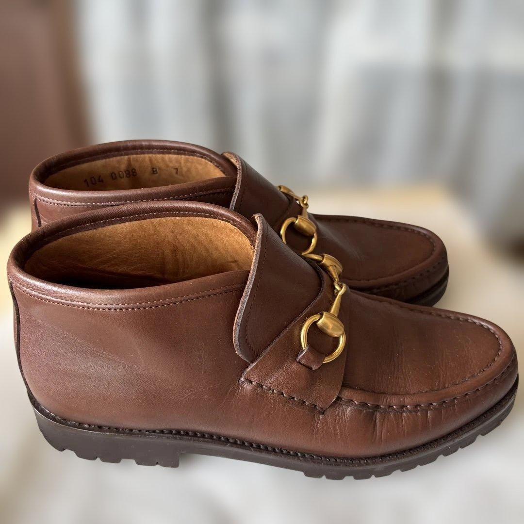 GUCCI グッチ ホースビット 厚底 ローファー ブラウン UK7 本革