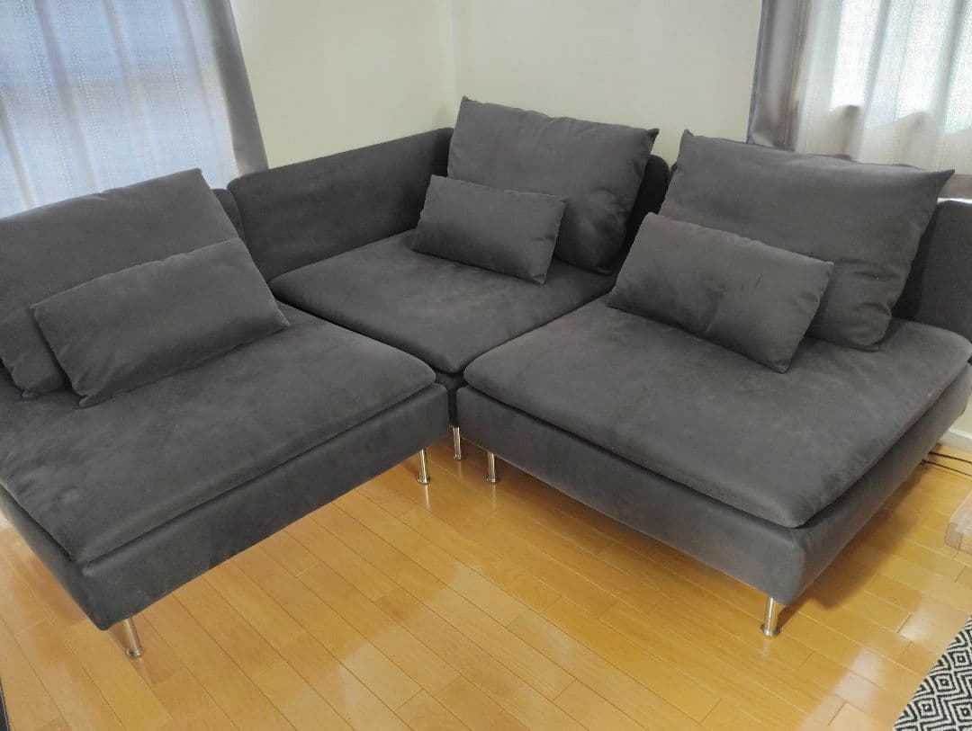 IKEA イケアソーデルハムン ソファ 1人掛け サムスタダークグレー①