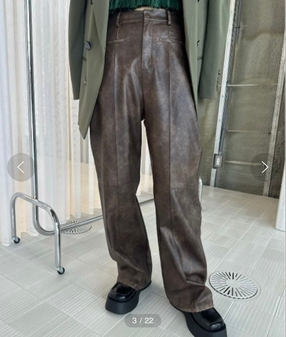 【美品】SYNTHETIC LEATHER COLOR SCHEME PANTS