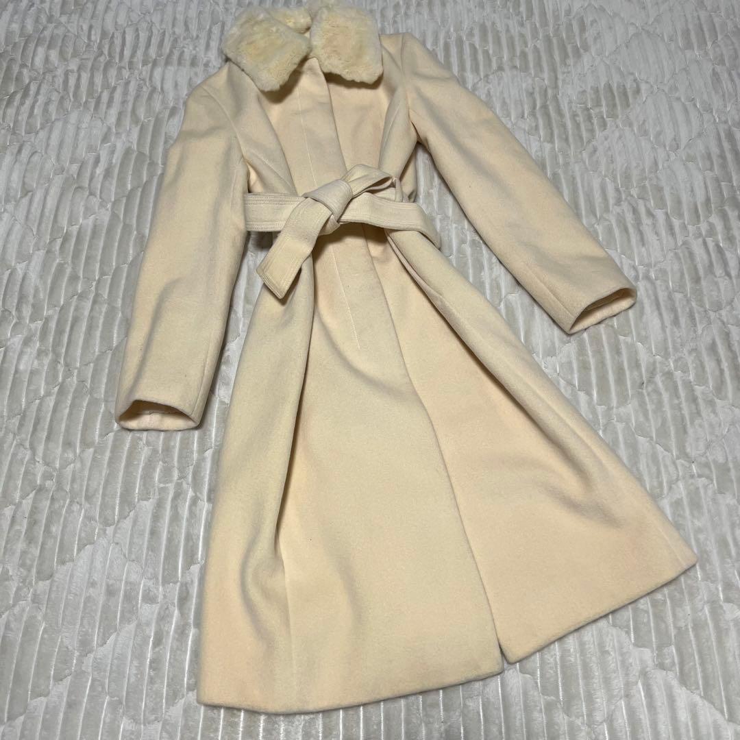 【a3880】エフデ 新品 フォックスファーアンゴラコート ベージュ M