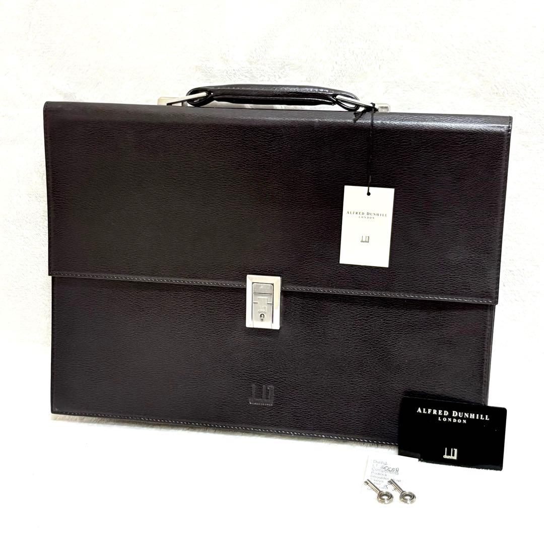 ◆未使用保管品◆ダンヒル ビジネスバッグ 黒 ブリーフケース レザー