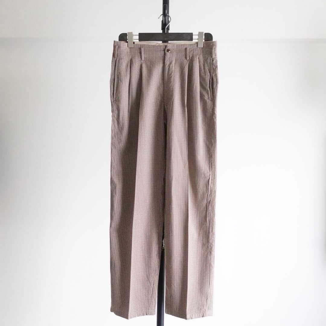1990s DEZERT ガンクラブチェック　2タック　ワイドトラウザーズ