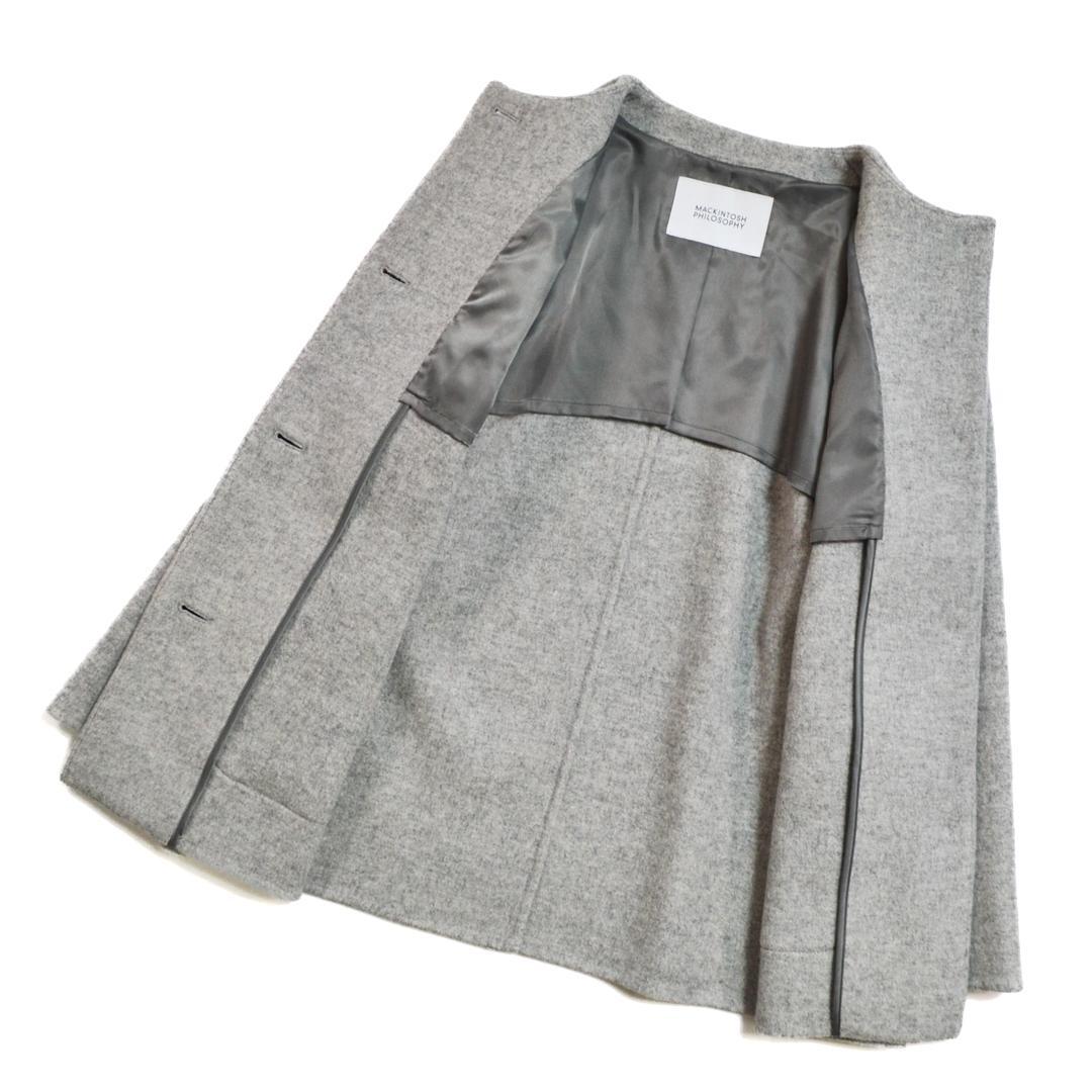 【極美品】MACHINTOSH PHILOSOPHY ウール混ノーカラーコートS