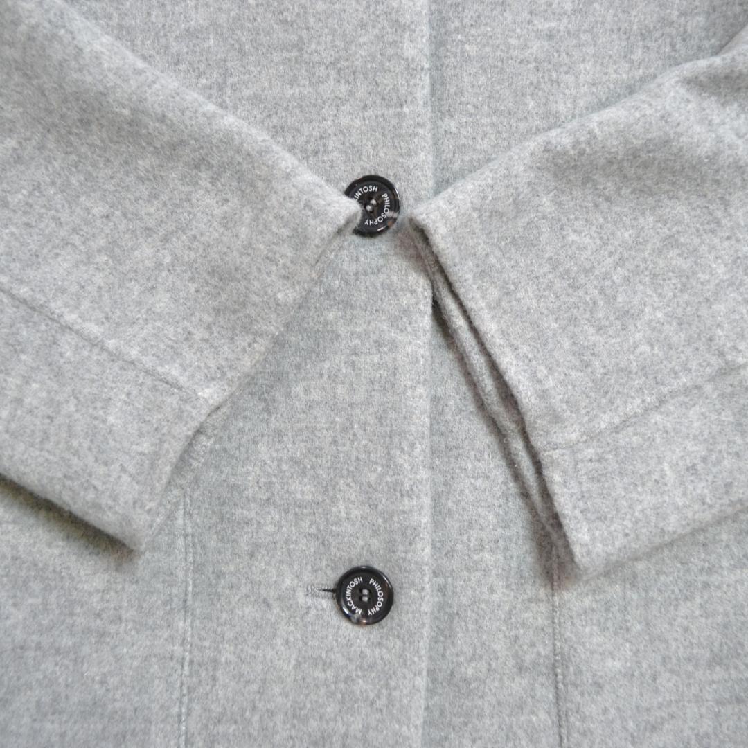 【極美品】MACHINTOSH PHILOSOPHY ウール混ノーカラーコートS