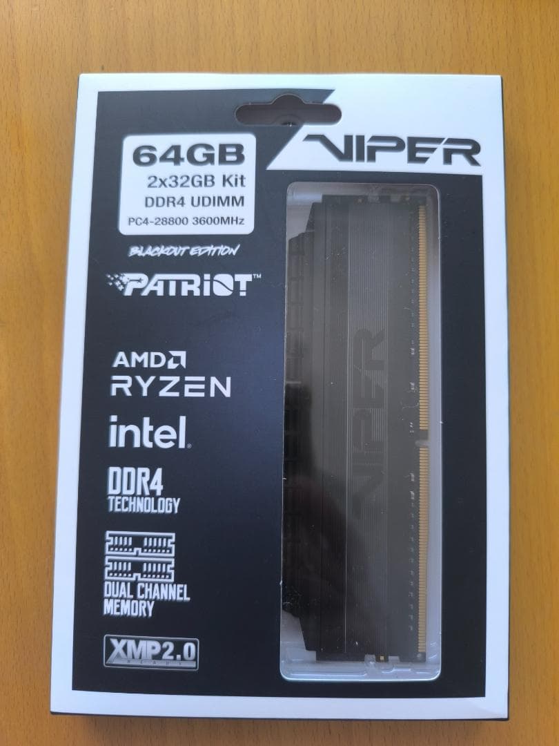 メモリー PATRIOT 32GBx2 =64GB DDR4-3600 PC4-28800