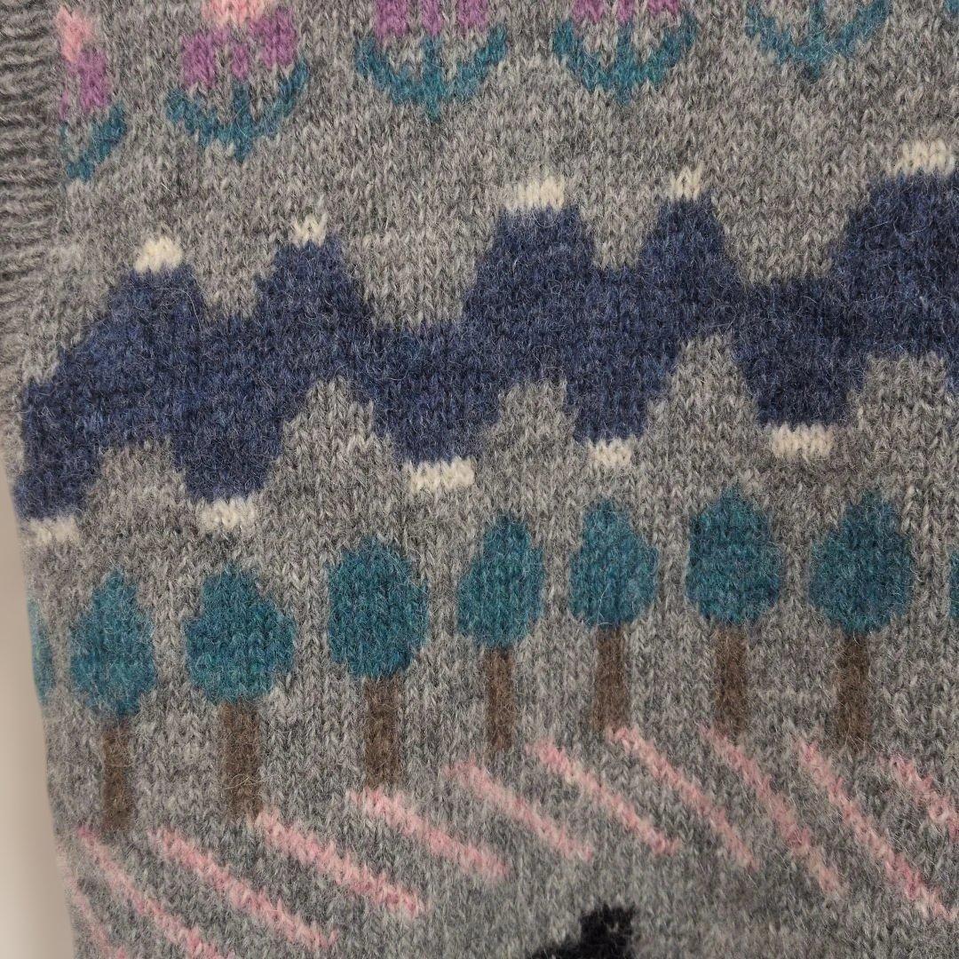 スーザンブリストル グレー ニットベスト　鳥柄