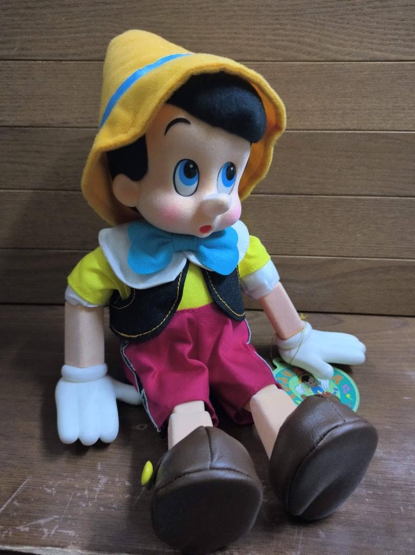レトロ・紙タグ付 ディズニー ピノキオ オルゴール人形 [星に願いを] 日本製