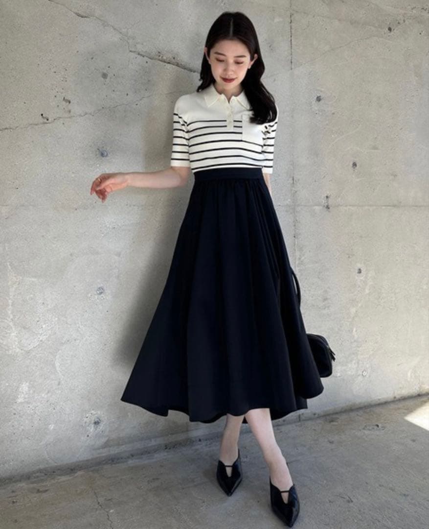 anuans アニュアンス　ポロニットドッキングワンピース　ボーダー　Mサイズ