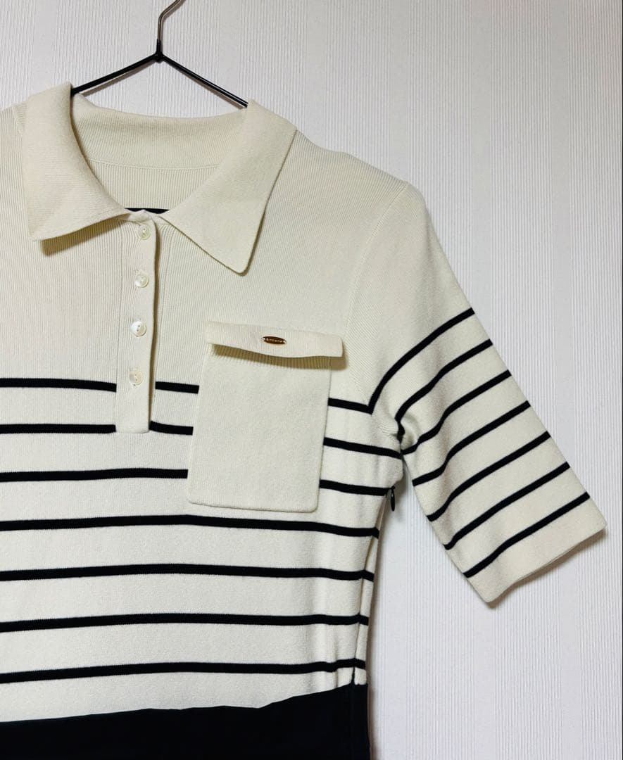 anuans アニュアンス　ポロニットドッキングワンピース　ボーダー　Mサイズ
