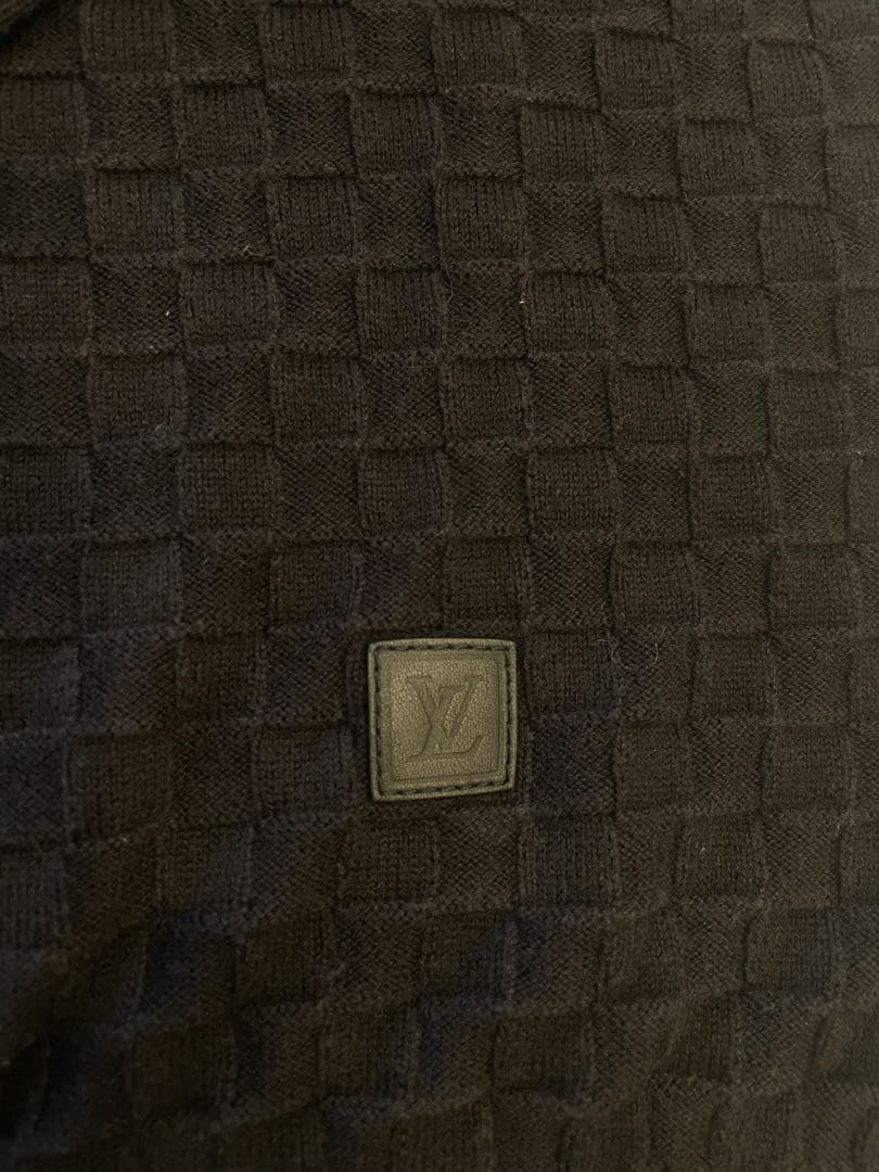 LOUIS VUITTON ブラックダミエ柄　ニットセーター　　XL