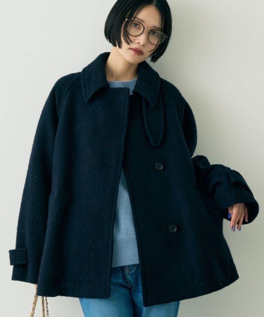 新作Rouge vif Annaピーコート ウール混ショート丈スライバーコート