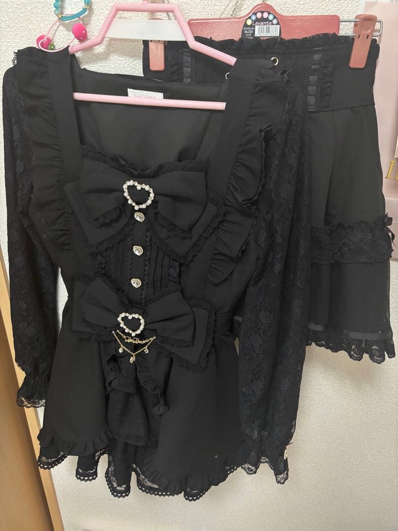 リズリサ♡ フロントカシュクールBIGリボンセットアップ♡ブラック♡