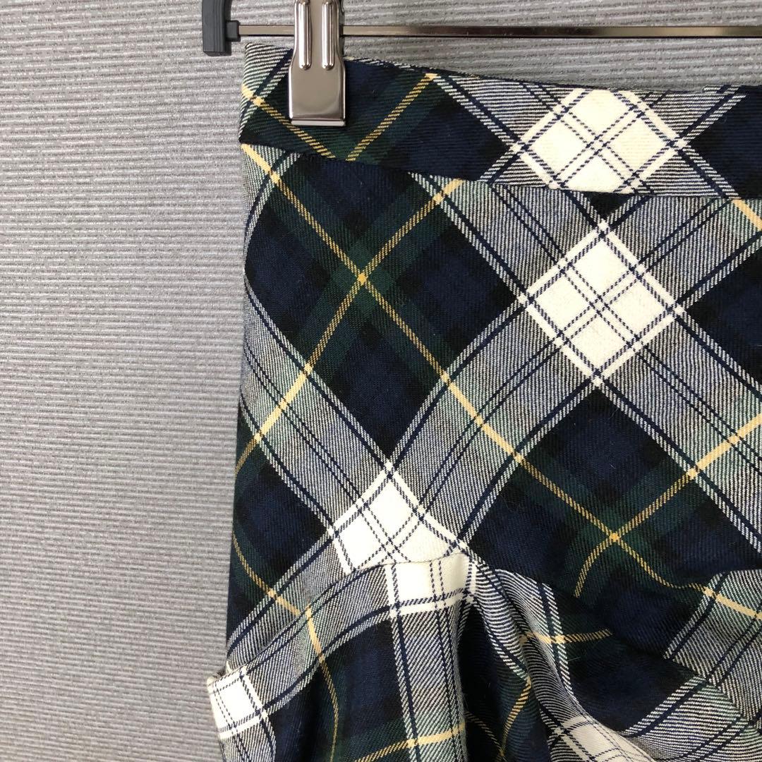 Vivienne Westwood ウール チェック 変形スカート 2 ネイビー