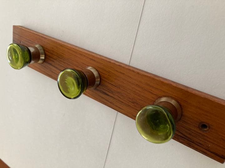 E4: 北欧　ヴィンテージ　チーク　ガラス　フック