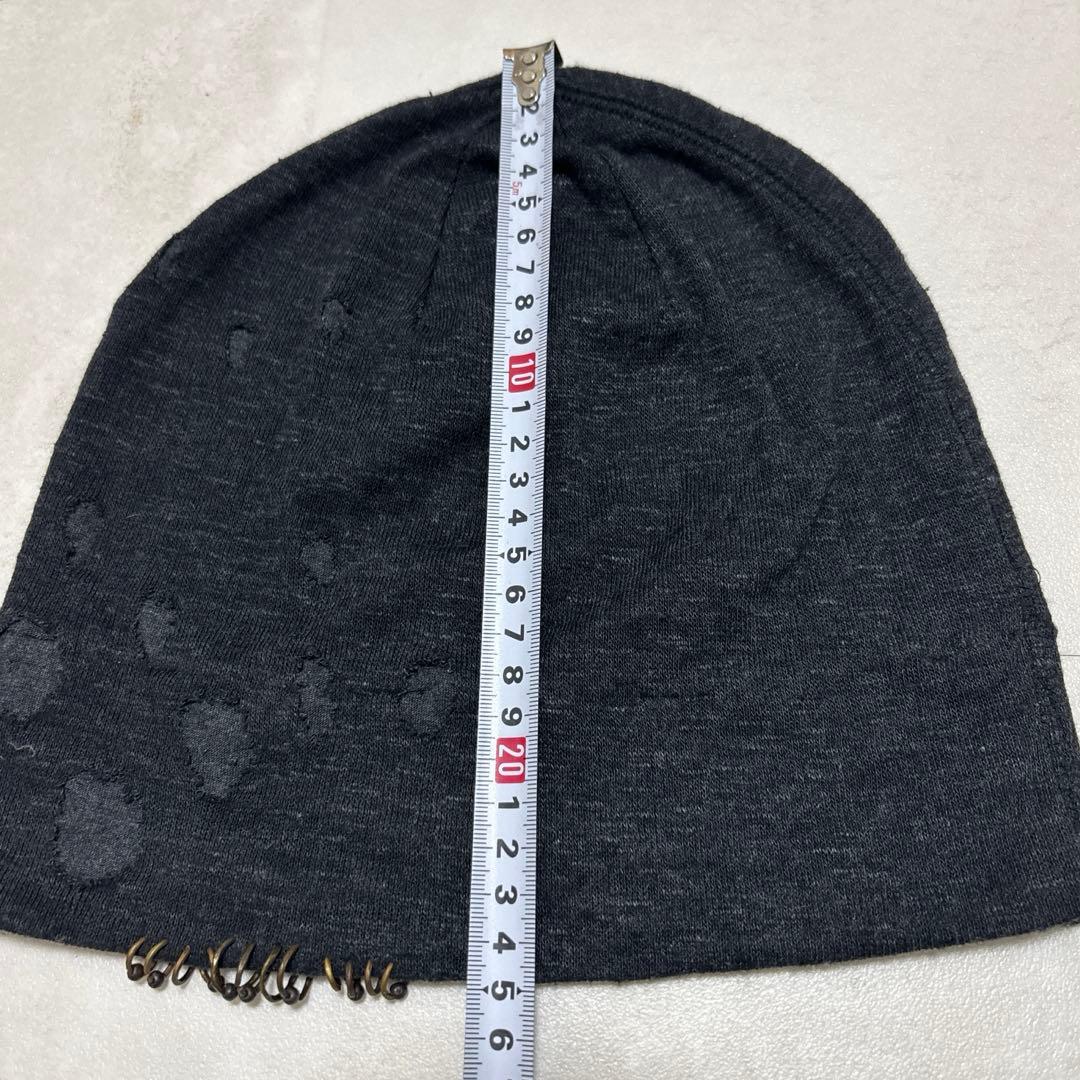 14th Addiction ビーニー ブラック ダメージ加工