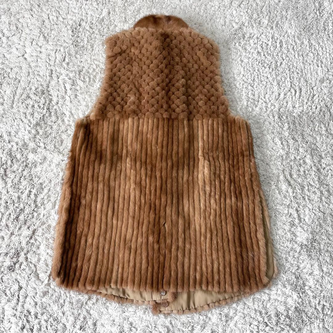 リアルミンク ミンク ファー ジレ ベスト 本毛皮 レイヤード 毛並み良好 軽量