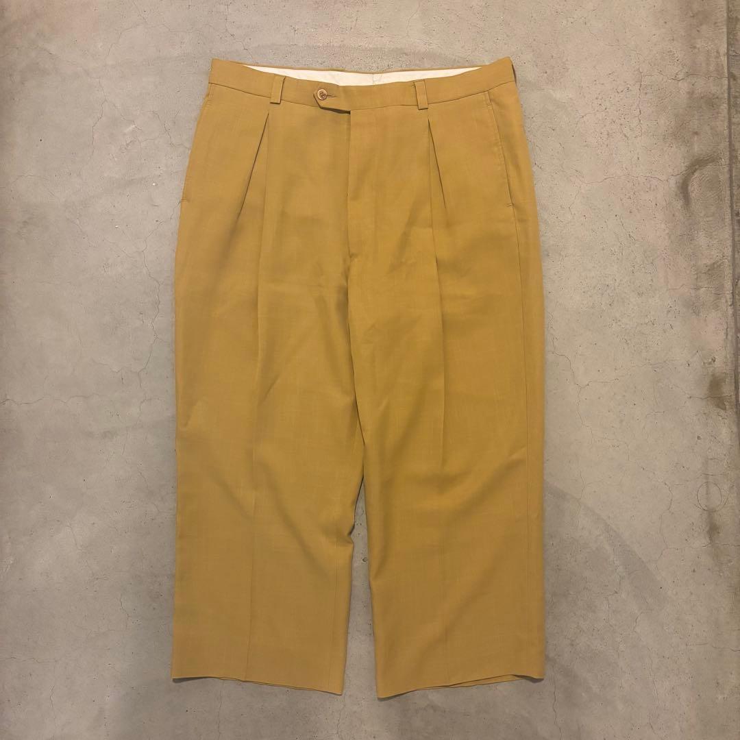 STACY ADAMS 2タック ワイドスラックス USA古着 マスタード