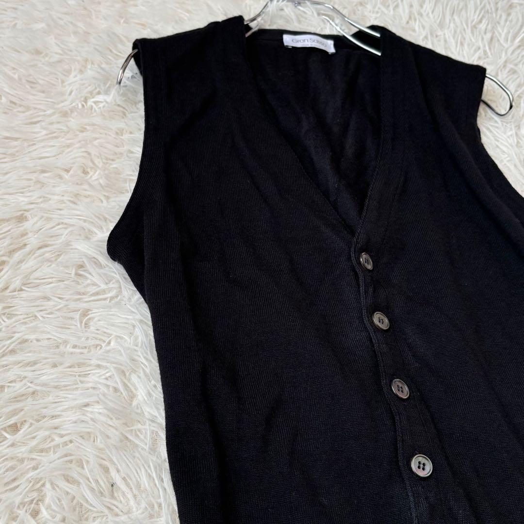 美品✨ グランサッソ ハイゲージニット ウール ベスト ジレ 46 黒