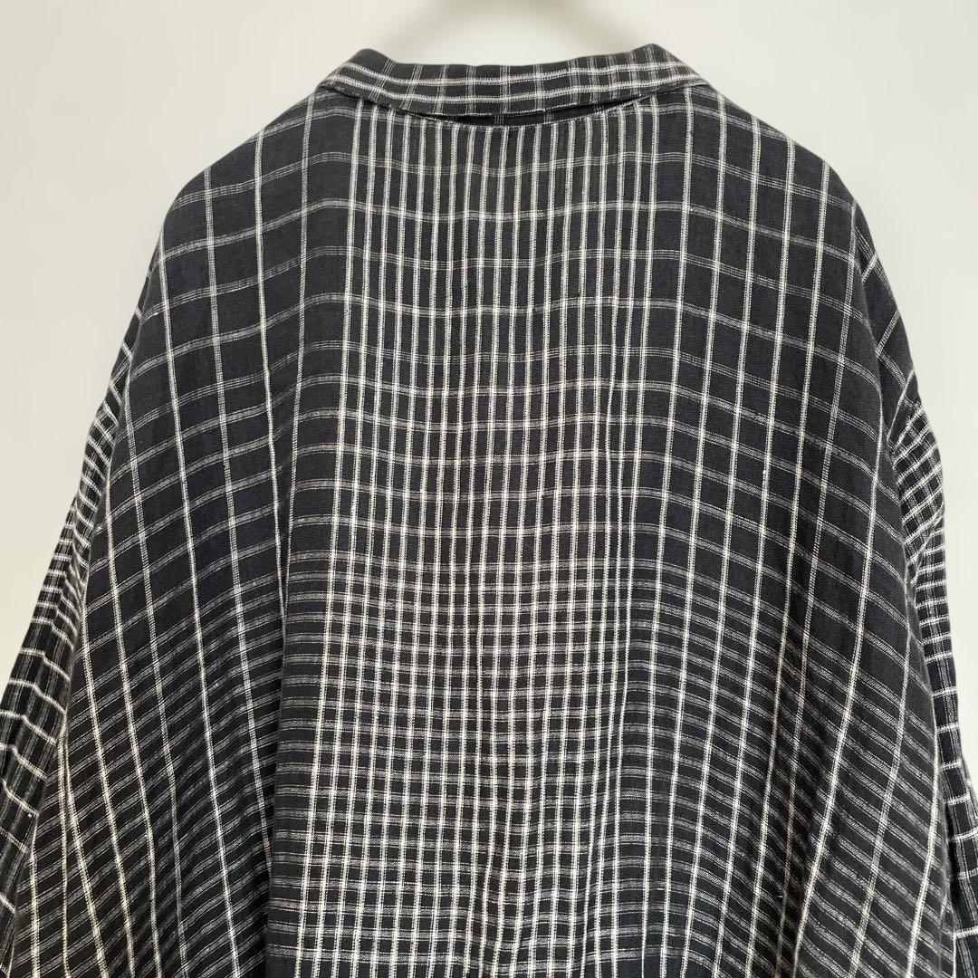 イチ　アンティーク　ロングワンピース　麻リネン100%チェックICHI