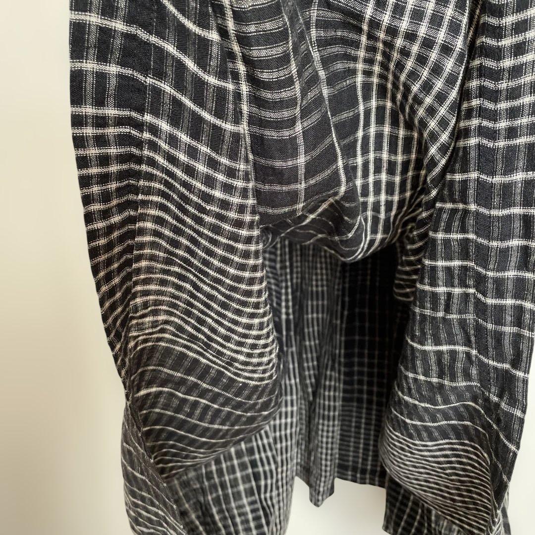 イチ　アンティーク　ロングワンピース　麻リネン100%チェックICHI