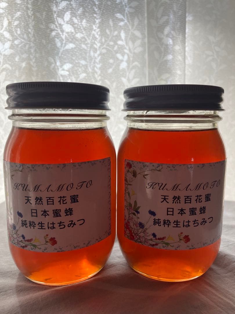 はちみつ日本蜜蜂の蜂蜜ハチミツ　純粋生百花蜜 非加熱無添加 ５6０g入り２本