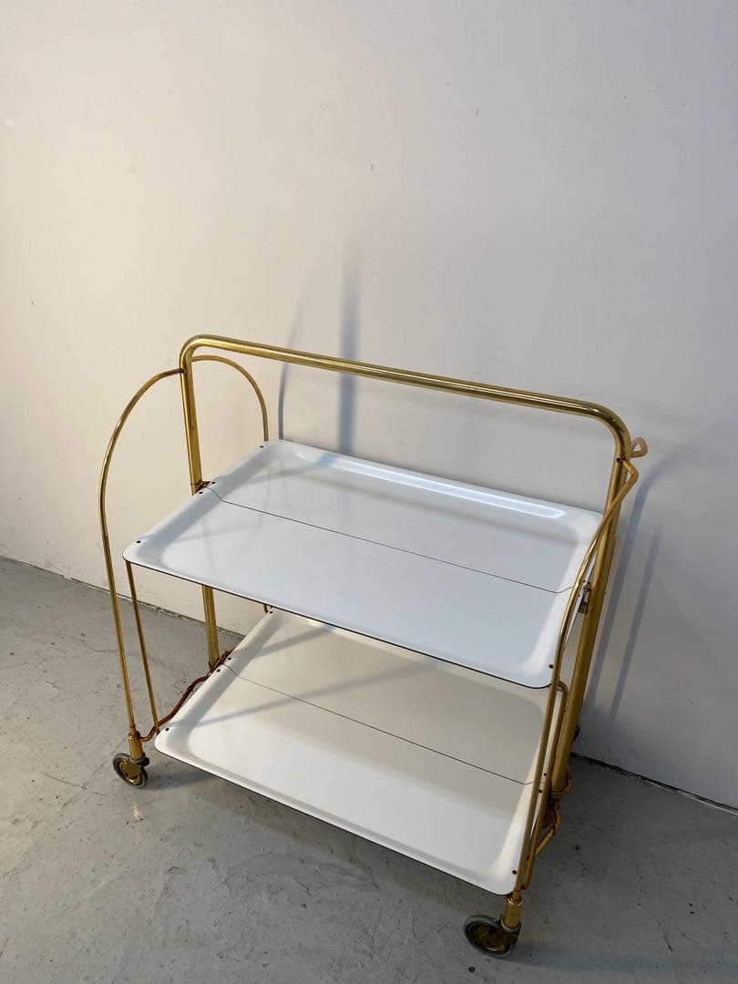 希少 レア 60s ヴィンテージ ドイツ ワゴンミールカート2段 金属フレーム