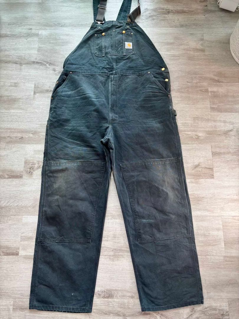 43 Carhartt オーバーオール ダブルニー ブラック フェード 00s