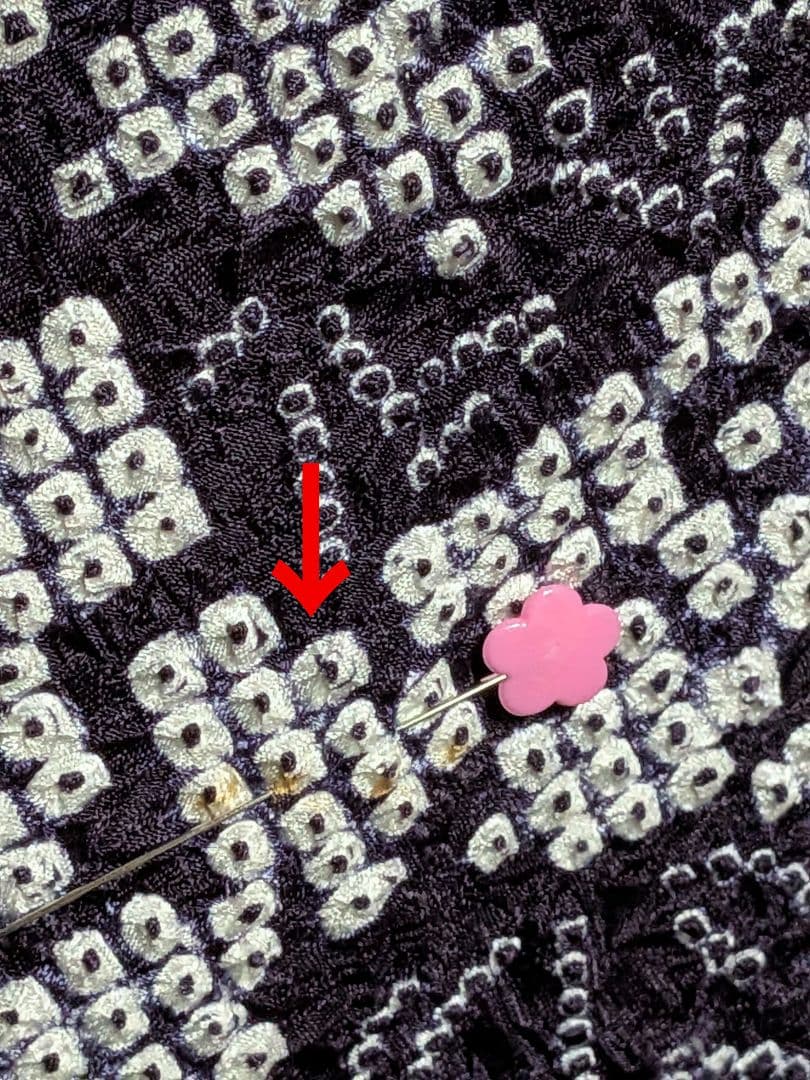 A261総絞り着物リメイクギャザーワンピース★リボン・ブローチ