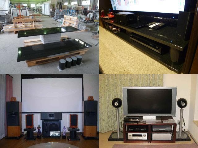 高級 天然黒御影石 山西黒 オーディオボード●600×400×20●5面磨き●