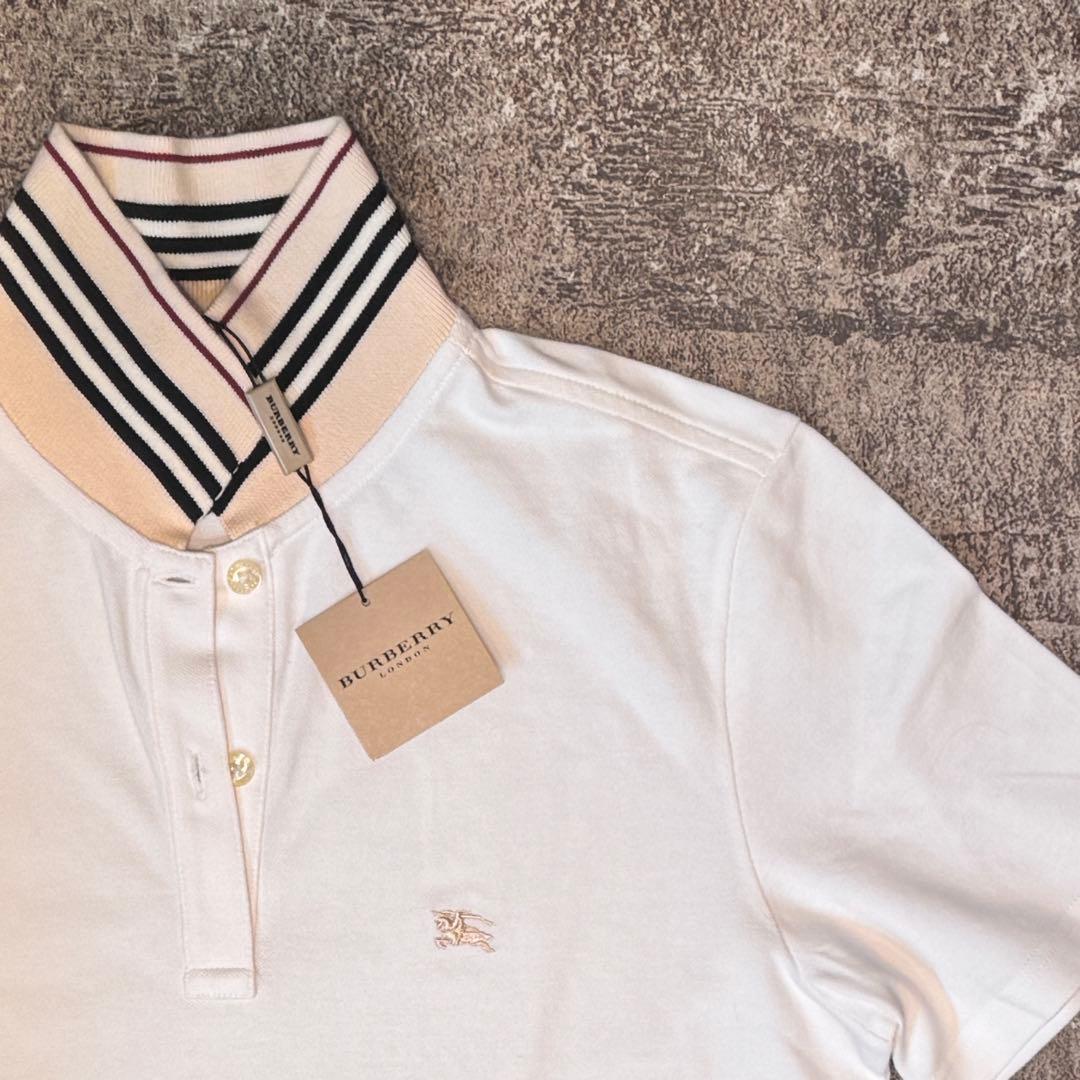 新品 バーバリー ロンドン ポロシャツ 白ポロシャツ トップス M