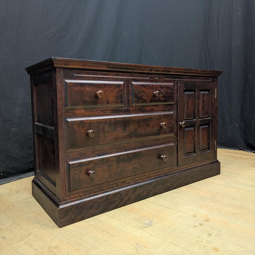 神居民芸　樺 カバ材　ローチェスト　整理箪笥　箪笥　タンス　チェスト　蟻組　民藝