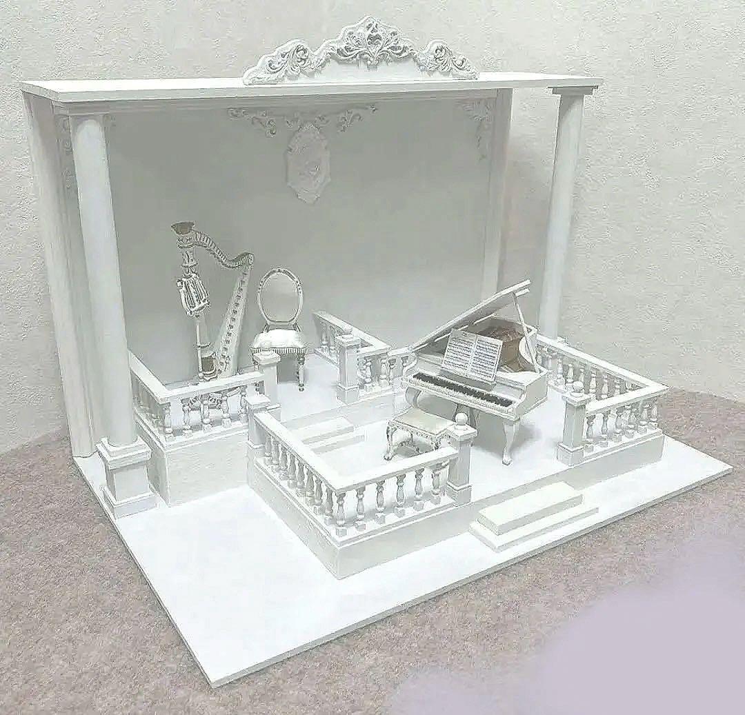 t*e様 ★ミニチュア　グランドピアノとハープのステージ