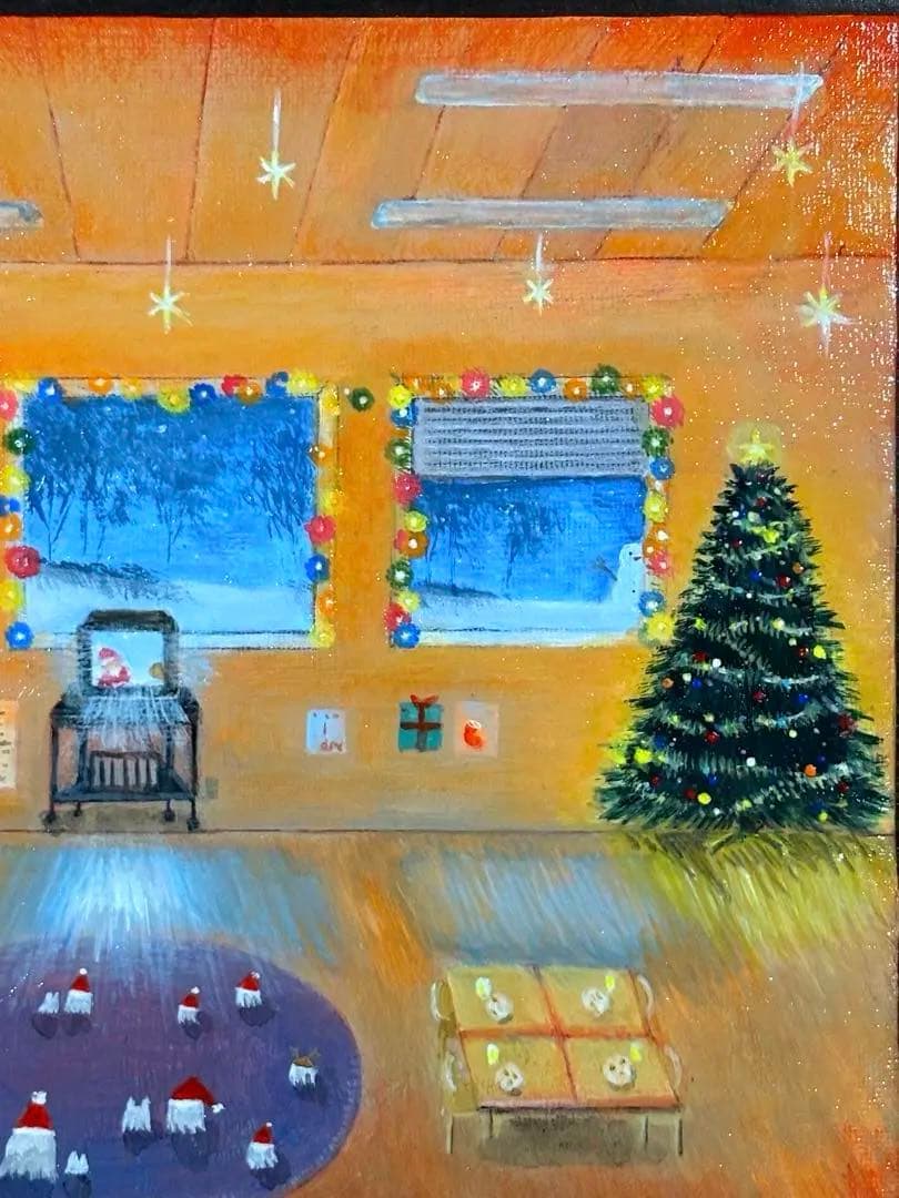 christmas party アクリル画　F3